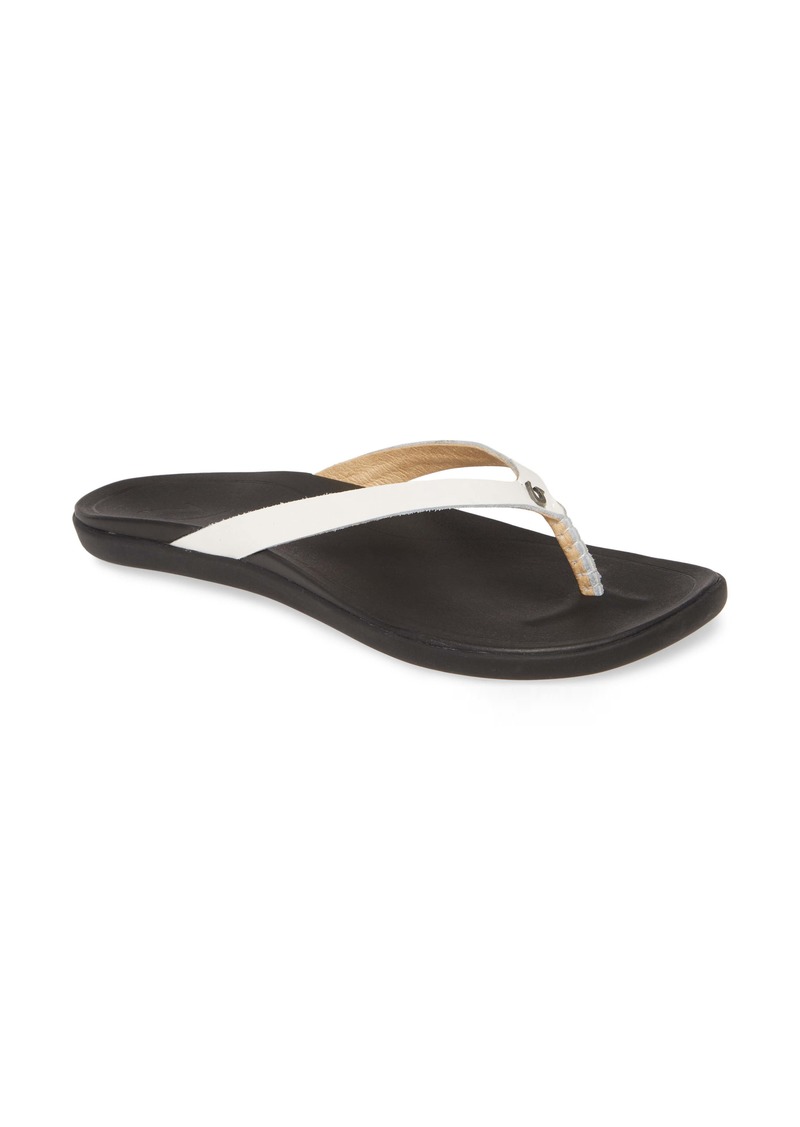 olukai womens leather flip flops