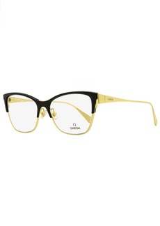 Omega Women's Butterfly Eyeglasses OM5001H 001 Black/Gold 54mm