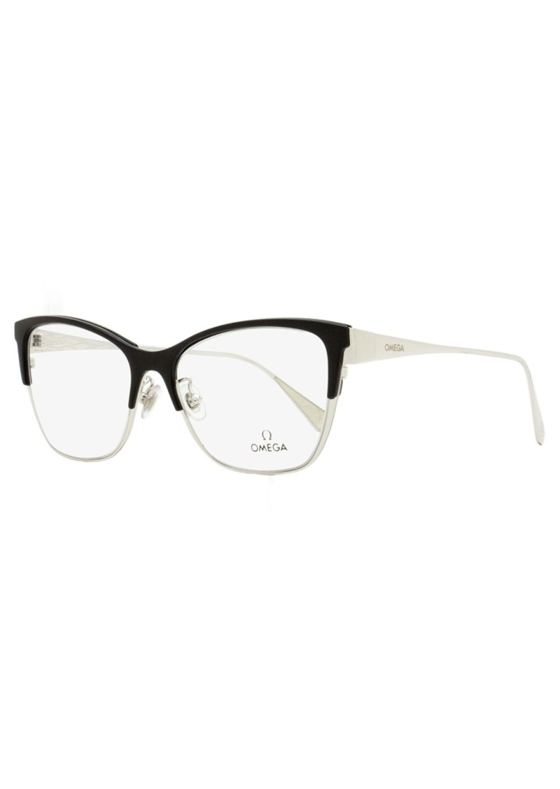 Omega Women's Butterfly Eyeglasses OM5001H 01A Palladium/Black 54mm