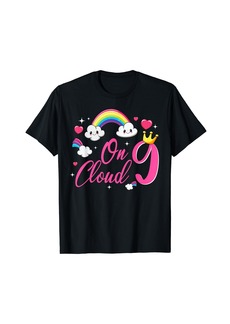 9th Birthday Girl 9 Year Old Rainbow On Cloud T-Shirt