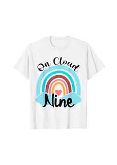 9th Birthday On Cloud Nine 9 Years Old Rainbow T-Shirt