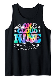 Groovy On Cloud Nine Tie Dye Happy 9th Birthday 9 Years Old Tank Top