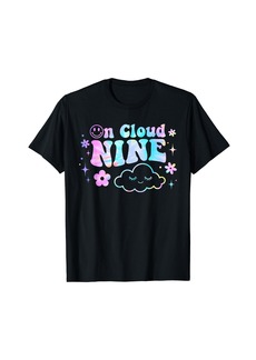 Retro On Cloud Nine Tie Dye Happy 9th Birthday 9 Years Old T-Shirt