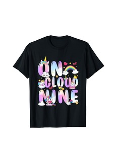 Unicorn On Cloud Nine Rainbow Happy 9th Birthday 9 Years Old T-Shirt
