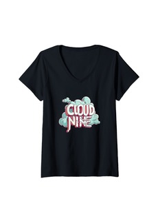 Womens Happy on cloud nine Statement for Boys and Girls V-Neck T-Shirt