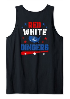 On Funny Baseball Softball Player Summer Team Red White July Tank Top