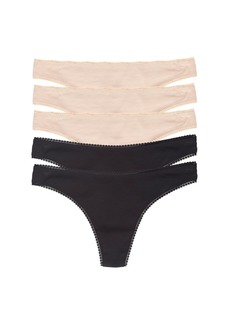 On Gossamer Women's Cabana Cotton Hip G Thong 5 Pack Underwear - Black, Champagne