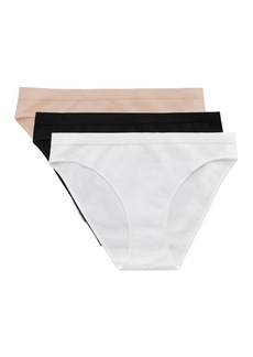 On Gossamer Women's Cabana Cotton Seamless Bikini Underwear 3-Pack G1284P3 - BlkWhtChp
