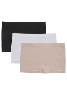 On Gossamer Women's Cabana Cotton Seamless Boyshort Underwear 3-Pack G0331P3 - BlkWhtChp