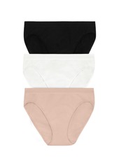 On Gossamer Women's Cabana Cotton Seamless High Cut Brief Underwear, 3-Pack G0321P3 - BlkWhtChp
