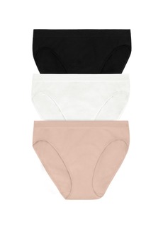 On Gossamer Women's Cabana Cotton Seamless High Cut Brief Underwear, 3-Pack