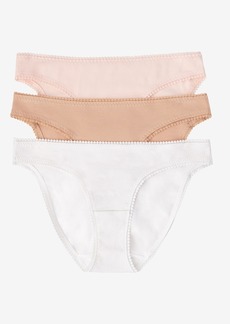 On Gossamer Women's Cotton Hip Bikini Panty, Pack of 3 1402P3 - Blush, White, Champagne