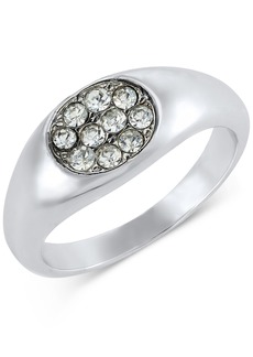 On 34th Crystal Pave Signet Ring, Created for Macy's - Silver