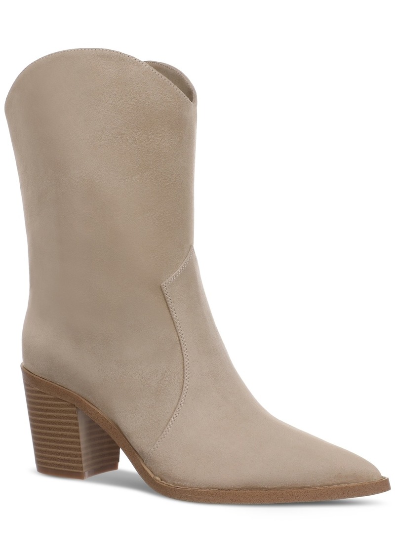 On 34th Gemma Stacked Heel Booties, Created for Macy's - Taupe Micro