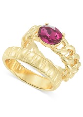 On 34th Gold-Tone 2-Pc. Set Stone Link Ring, Created for Macy's - Gold