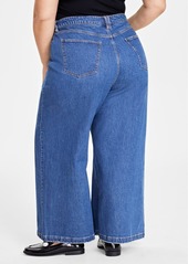 On 34th Plus Size High-Rise Wide-Leg Jeans, Created for Macy's - Dark Wash