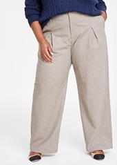 On 34th Plus Size Sequin Plaid Wide-Leg Pants, Created for Macy's - Grey Plaid Combo
