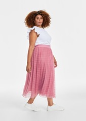 On 34th Plus Size Tulle A-Line Midi Skirt, Created for Macy's - Deep Black