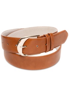 On 34th Sculpted Buckle Panel Belt, Created for Macy's - Cognac