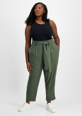 On 34th Trendy Plus Size Belted High-Rise Ankle Pants, Created for Macy's - Palmetto