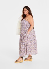 On 34th Trendy Plus Size Garden Print Corset Midi Dress, Created for Macy's - Pastel Rose Cmb