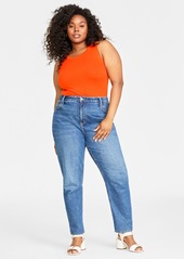 On 34th Trendy Plus Size High-Rise Straight-Leg Jeans, Regular and Short Lengths, Created for Macy's - Medium Dark