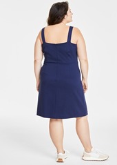 On 34th Trendy Plus Size Ponte-Knit Tank Dress, Created for Macy's - Deep Black