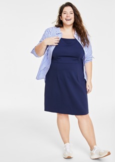 On 34th Trendy Plus Size Ponte-Knit Tank Dress, Created for Macy's - Intrepid Blue