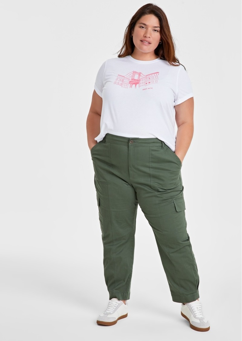 On 34th Trendy Plus Size Tapered Ankle-Length Cargo Pants, Created for Macy's - Palmetto