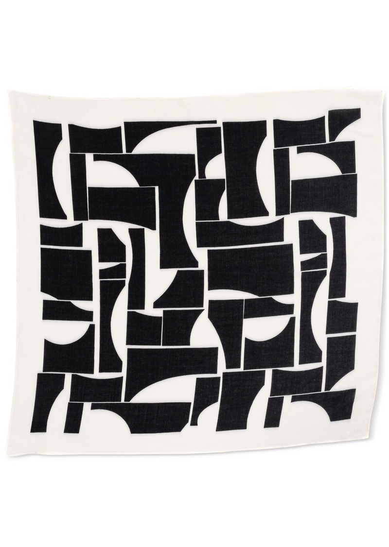 On 34th Women's Abstract Geo Square Scarf, Created for Macy's - Black White