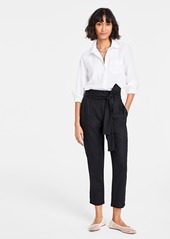 On 34th Women's Belted Paperbag Pants, Created for Macy's - Ecru