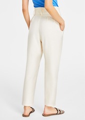 On 34th Women's Belted Paperbag Pants, Created for Macy's - Ecru