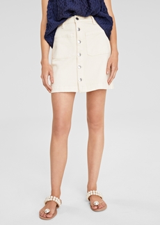 On 34th Women's Button-Front Denim Mini Skirt, Created for Macy's - Ecru