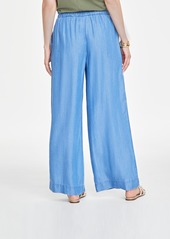 On 34th Women's Chambray Drawstring Wide-Leg Pants, Created for Macy's - Spring Wash