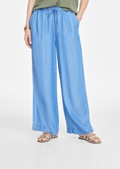 On 34th Women's Chambray Drawstring Wide-Leg Pants, Created for Macy's - Spring Wash