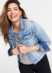 On 34th Women's Classic Denim Trucker Jacket, Created for Macy's - Dark Wash