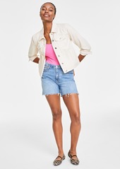 On 34th Women's Classic Denim Trucker Jacket, Created for Macy's - Dark Wash