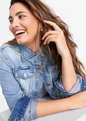 On 34th Women's Classic Denim Trucker Jacket, Created for Macy's - Dark Wash