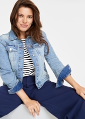 On 34th Women's Classic Denim Trucker Jacket, Created for Macy's - Dark Wash