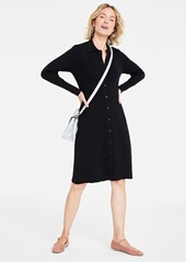 On 34th Women's Collared Sweater Dress, Created for Macy's - Bright Rhubarb