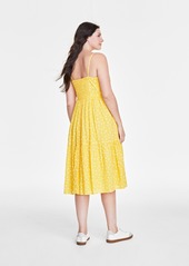 On 34th Women's Cotton Clip-Dot Sleeveless Midi Dress, Created for Macy's - Tuscan Gold