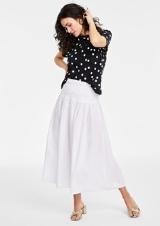 on 34th Women's Cotton Poplin Maxi Skirt, Created for Macy's - Bright White