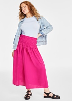 on 34th Women's Cotton Poplin Maxi Skirt, Created for Macy's - Jazzy Pink