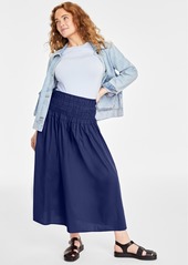 on 34th Women's Cotton Poplin Maxi Skirt, Created for Macy's - Intrepid Blue