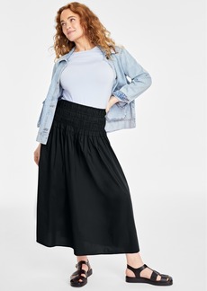 on 34th Women's Cotton Poplin Maxi Skirt, Created for Macy's - Deep Black