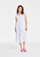 On 34th Women's Cotton Smocked Midi Dress, Created for Macy's - Sea Mist Green