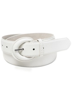 On 34th Women's Covered-Buckle Faux-Leather Belt, Created for Macy's - White