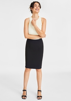 On 34th Women's Double-Weave Pencil Skirt, Created for Macy's - Deep Black