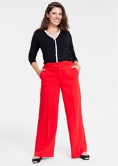 On 34th Women's Double-Weave Wide-Leg Pants, Regular and Short Length, Created for Macy's - Chili