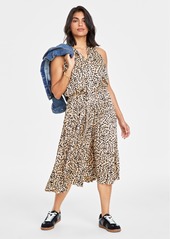 On 34th Women's Halter-Neck Floral Midi Dress, Created for Macy's - Magenta Moon